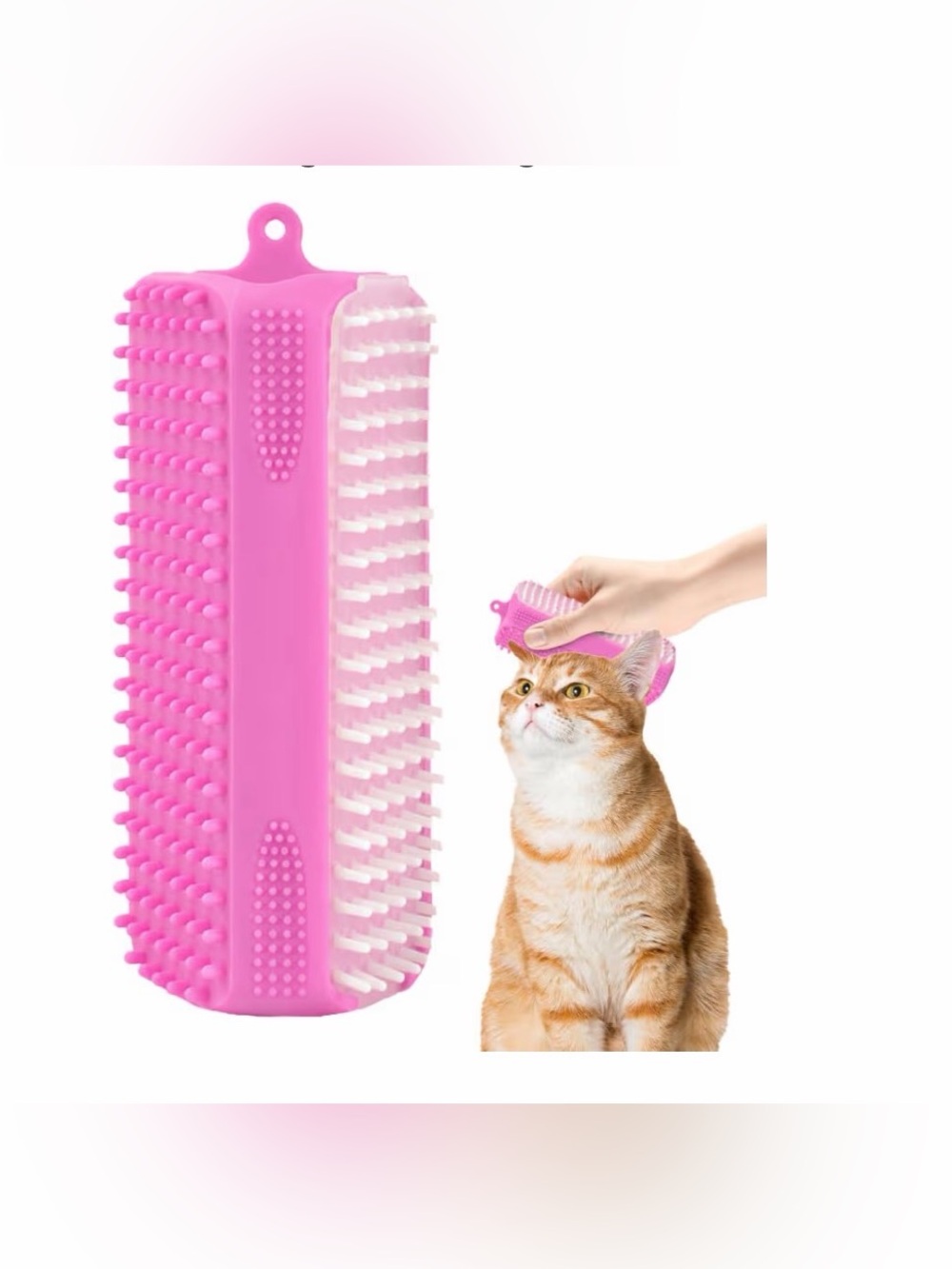 Silicone 3-Sided Pet Bath & Grooming Brush | Pink | Dog & Cat Massage Brush NWT